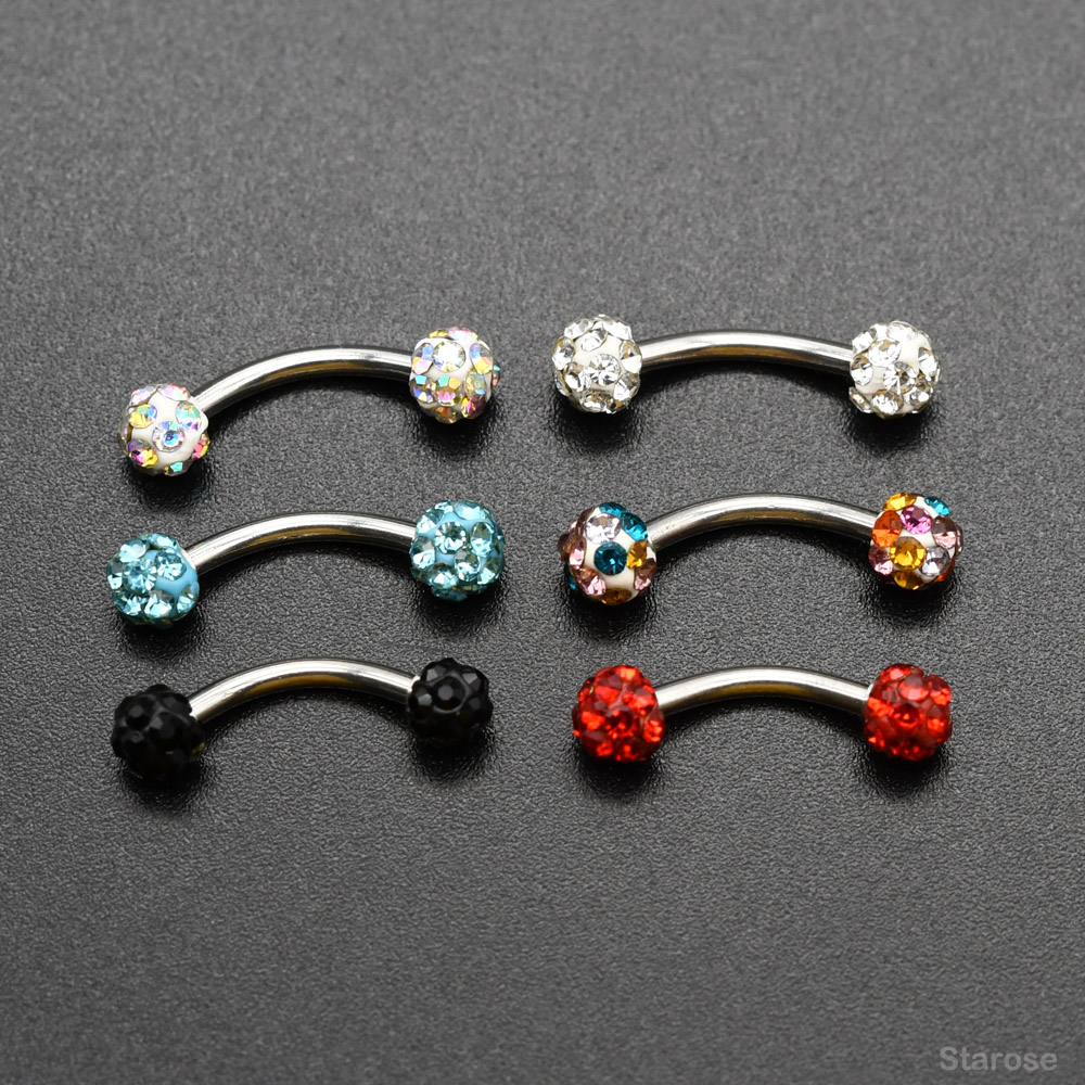 Nipple Bar Curved - 2 pièces 4mm boule de cristal