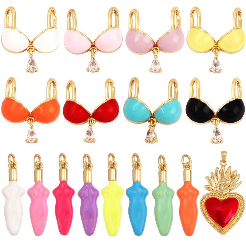 Body Jewelry Real Gold - Pendentif à breloque en émail plaqué