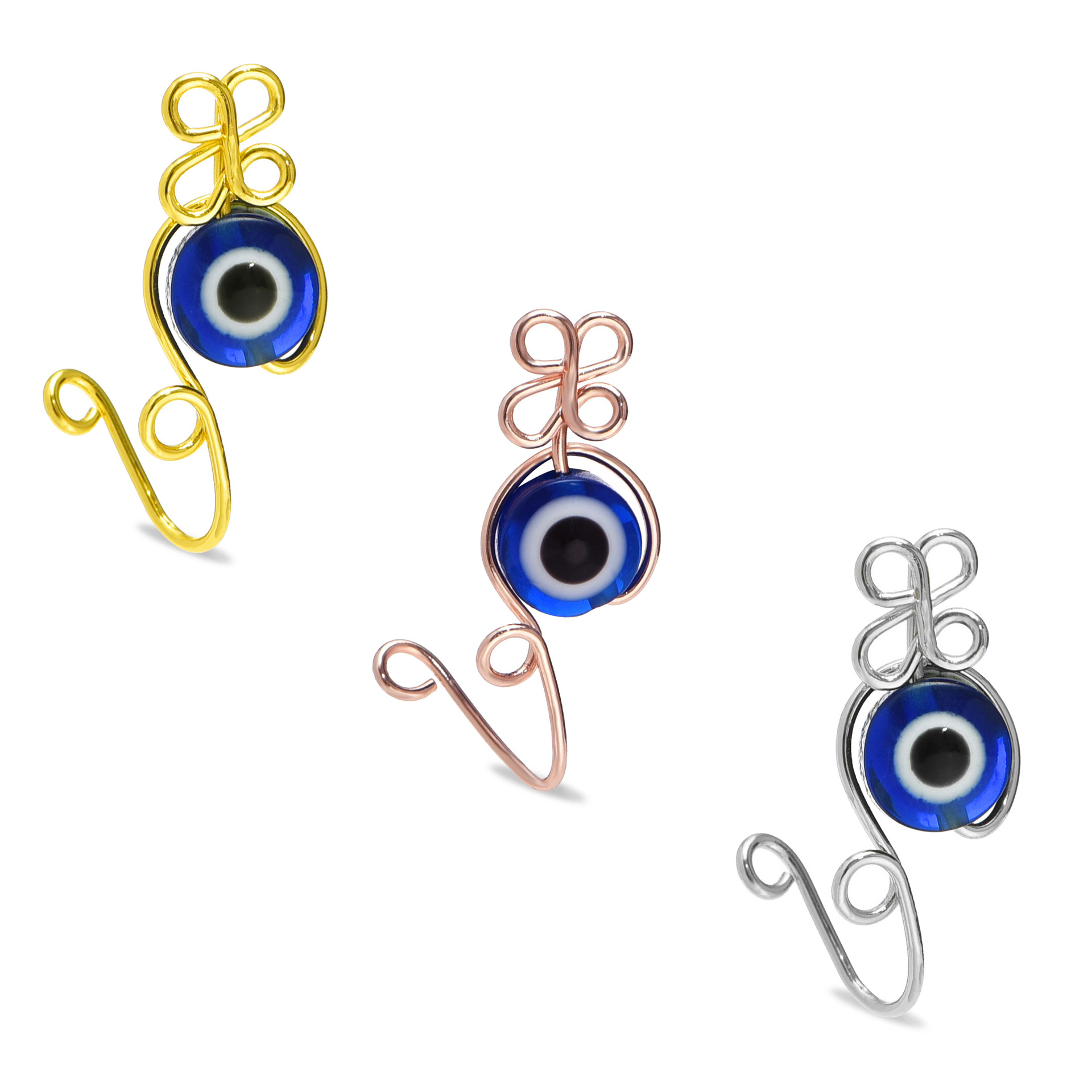 Body Jewelry Real Gold - Anneau de nez mauvais œil, fait