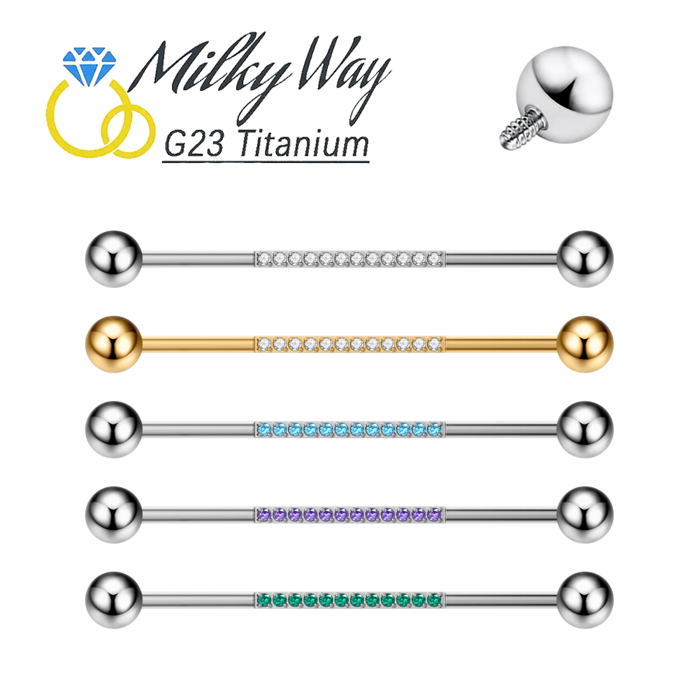 Industrial Barbell Long - G23 titane corps Piercing bijoux 14G