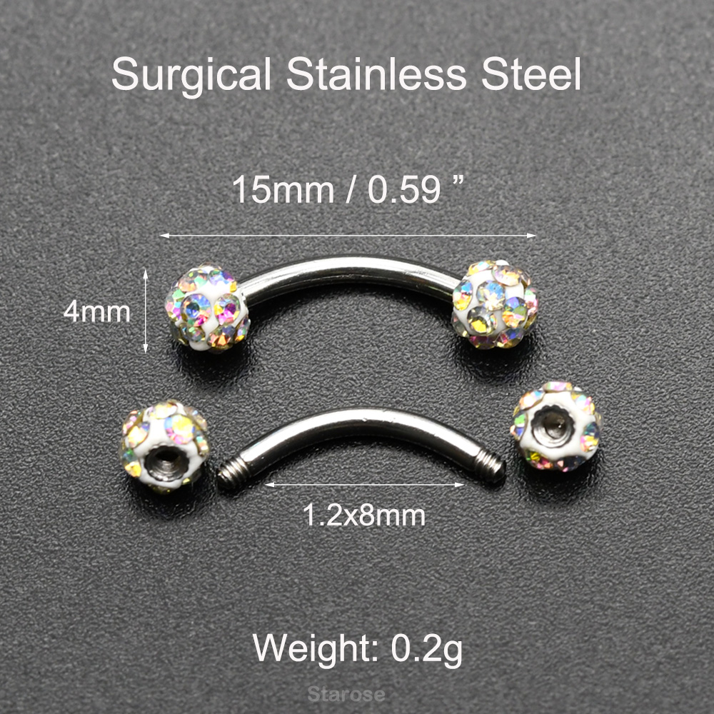 2 pièces 4mm boule de cristal  - Nipple Bar Curved avis et prix