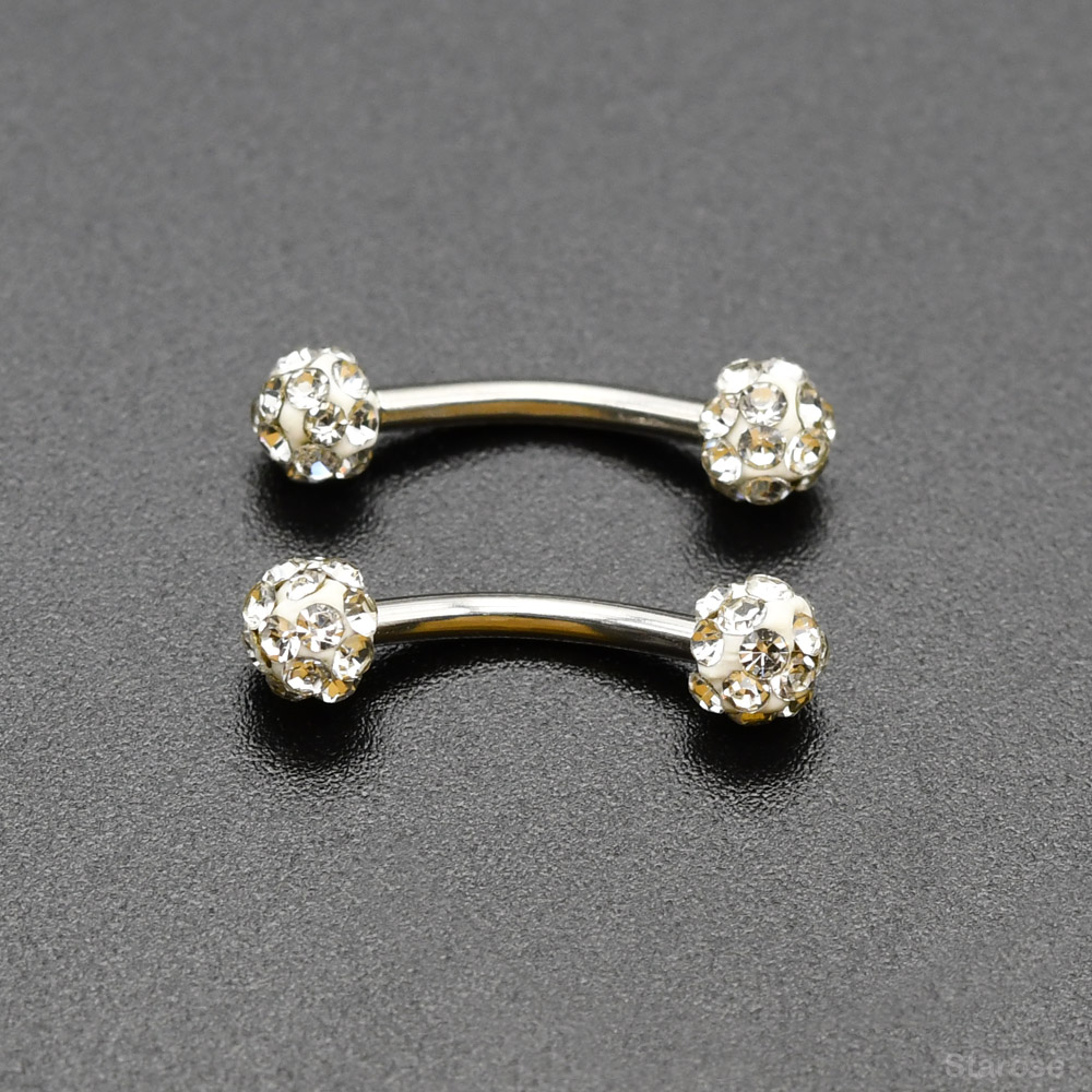 2 pièces 4mm boule de cristal  - Nipple Bar Curved avis et prix