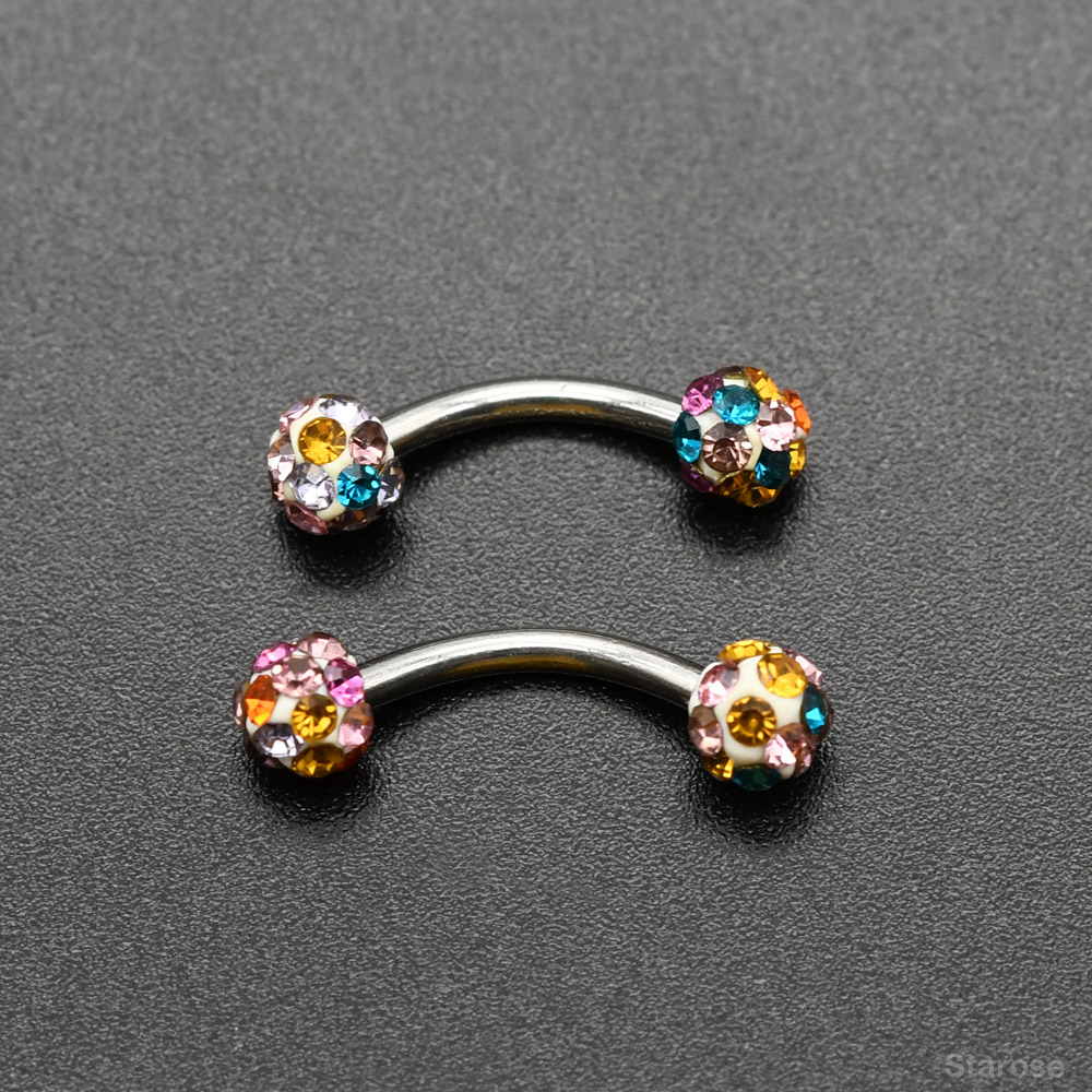 2 pièces 4mm boule de cristal  - Nipple Bar Curved avis et prix