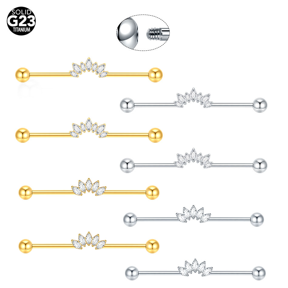 1/5 pièces titane 14G CZ Helix - Industrial Barbell Long avis et prix