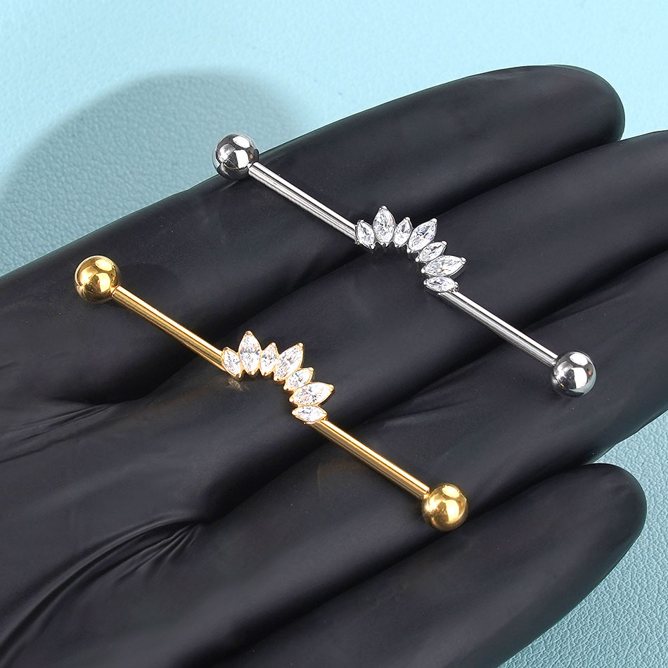 1/5 pièces titane 14G CZ Helix - Industrial Barbell Long avis et prix