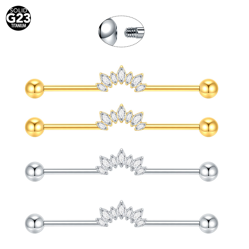 1/5 pièces titane 14G CZ Helix - Industrial Barbell Long avis et prix