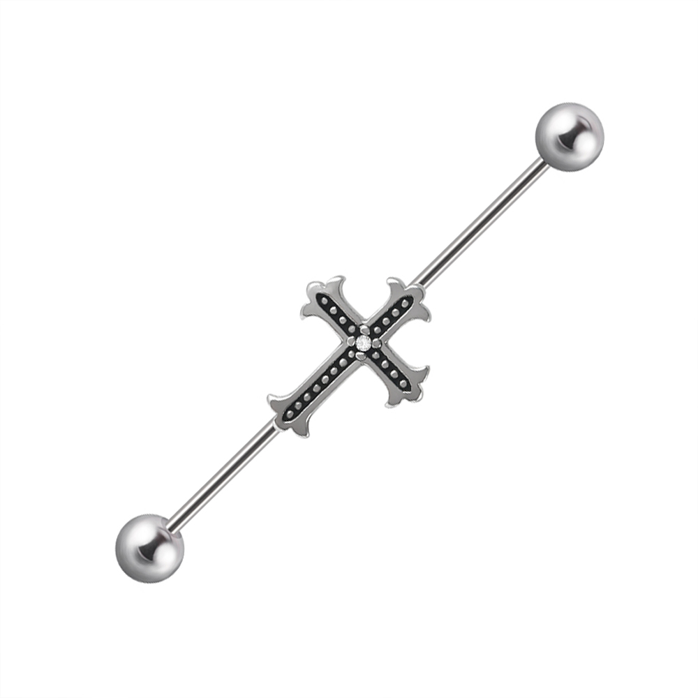 Boucle d'oreille en acier inox - Industrial Barbell Long avis et prix