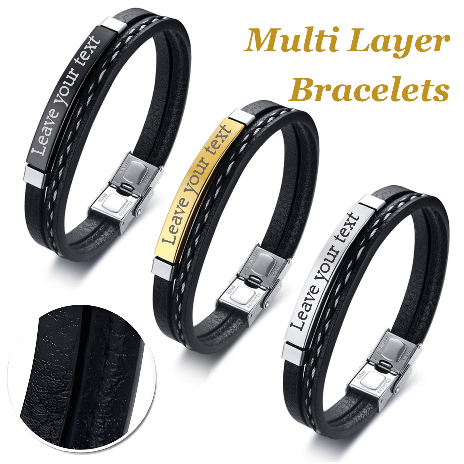 Bracelet en cuir PU tressé dou - Body Jewelry Back avis et prix