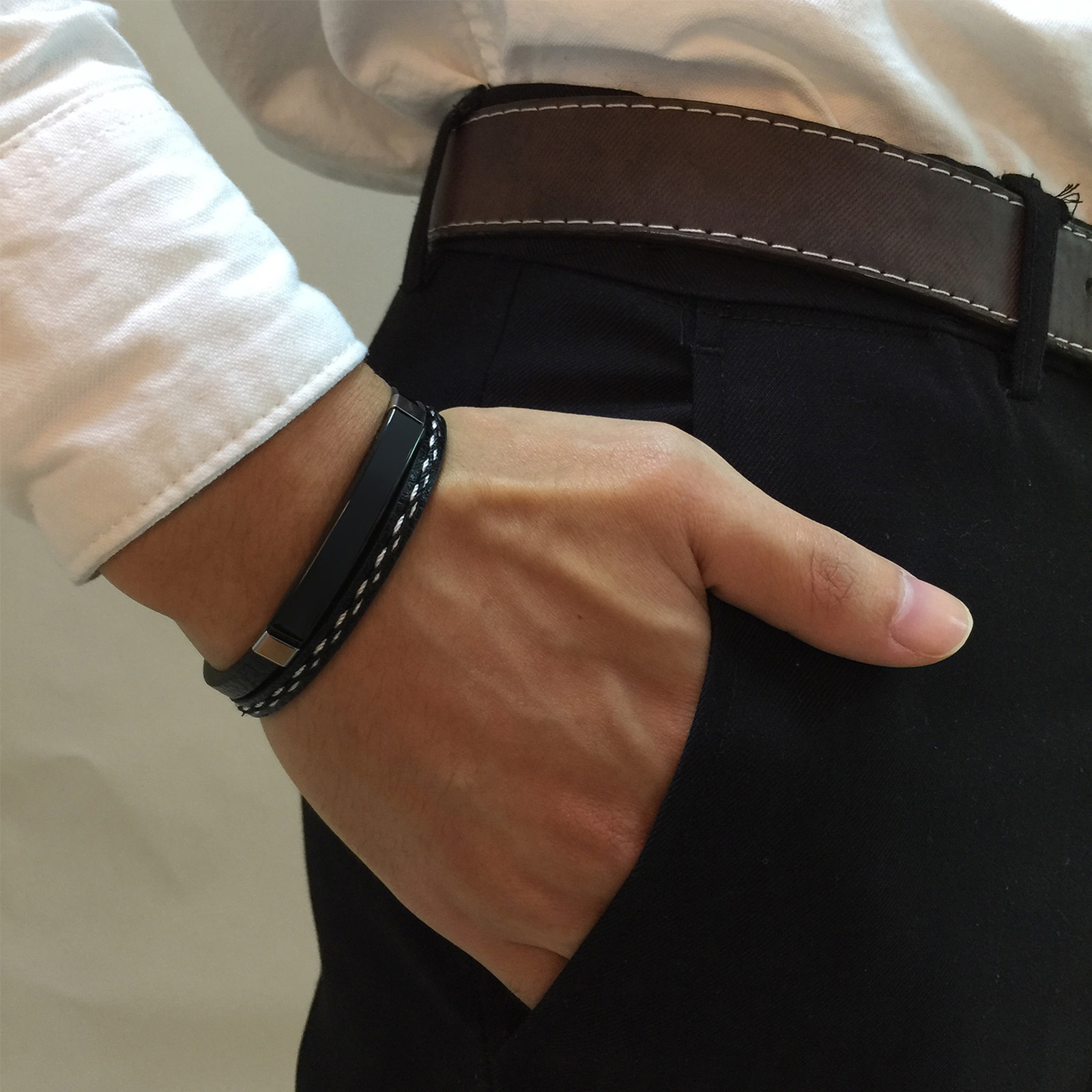 Bracelet en cuir PU tressé dou - Body Jewelry Back avis et prix